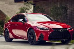 2022 Lexus IS 500 F-Sport Front Right in Matador Red Mica